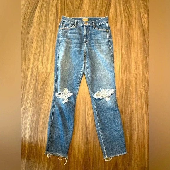 MOTHER the vamp fray crazy like a fox women’s distressed jeans size 25 - Picture 1 of 11